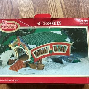 Festive Covered Bridge - Green and Red